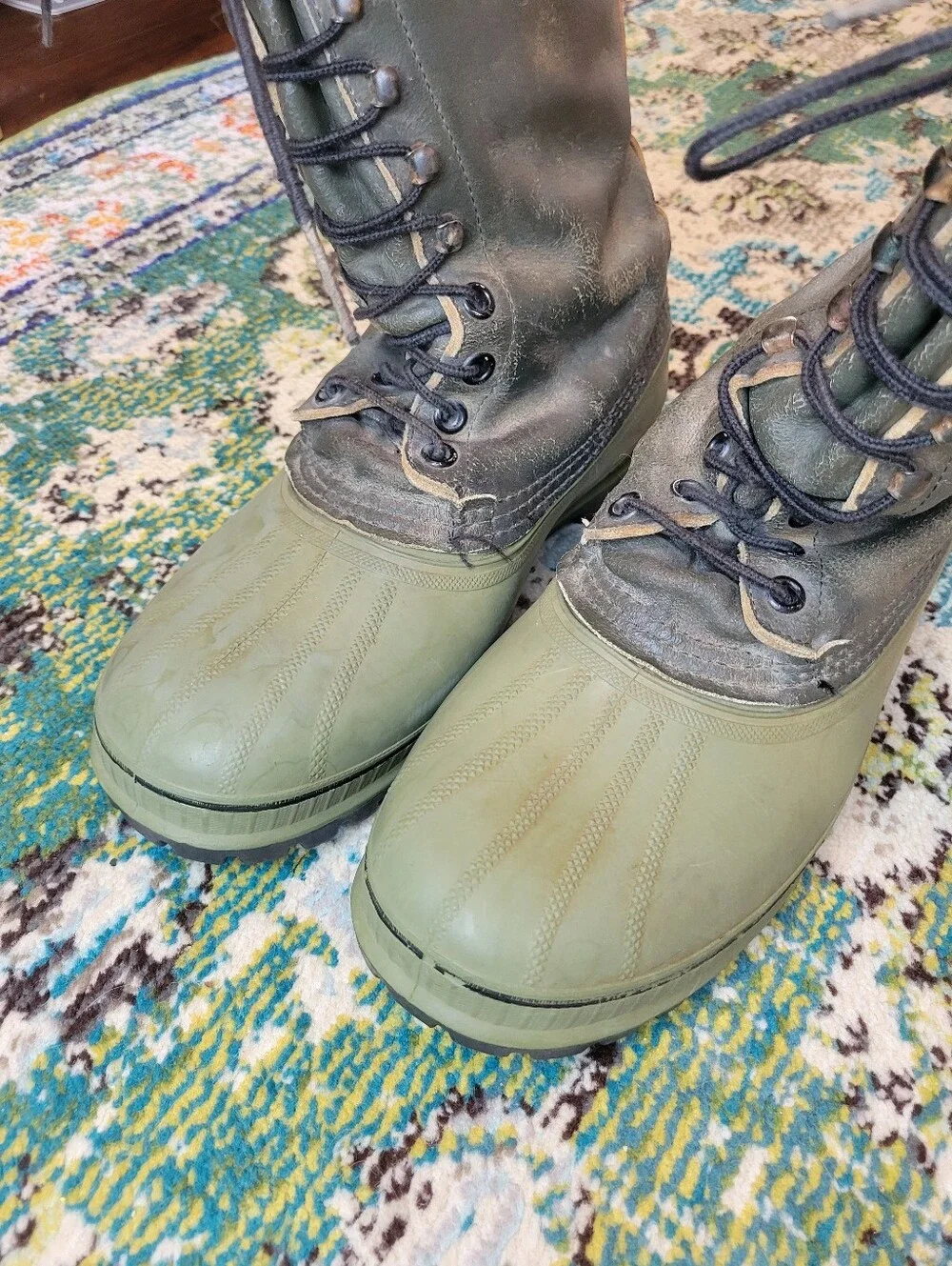 Vintage Sorel Olive Green Tall Heavy Duty Winter Pac Boots, Size Mens 11